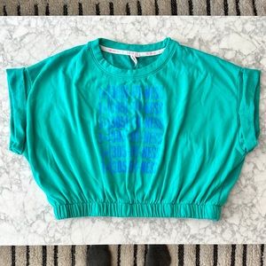 Towel Jersey Cinched Crop Top in Teal - Part of a Set